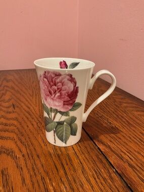 Roy Kirkham Floral Pink Rose Porcelain Mug - Elegant Home Dining Cup
